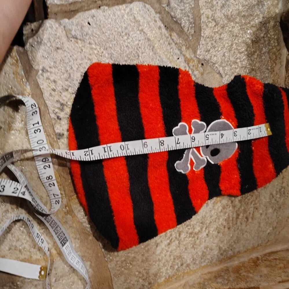 Striped Skull and Crossbones Pet Sweater Size Large Polyester Dog Cat Red Black